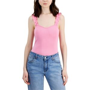 Self E Womens Ruffle Strap Bodysuit Jumpsuit, Pink, NWT